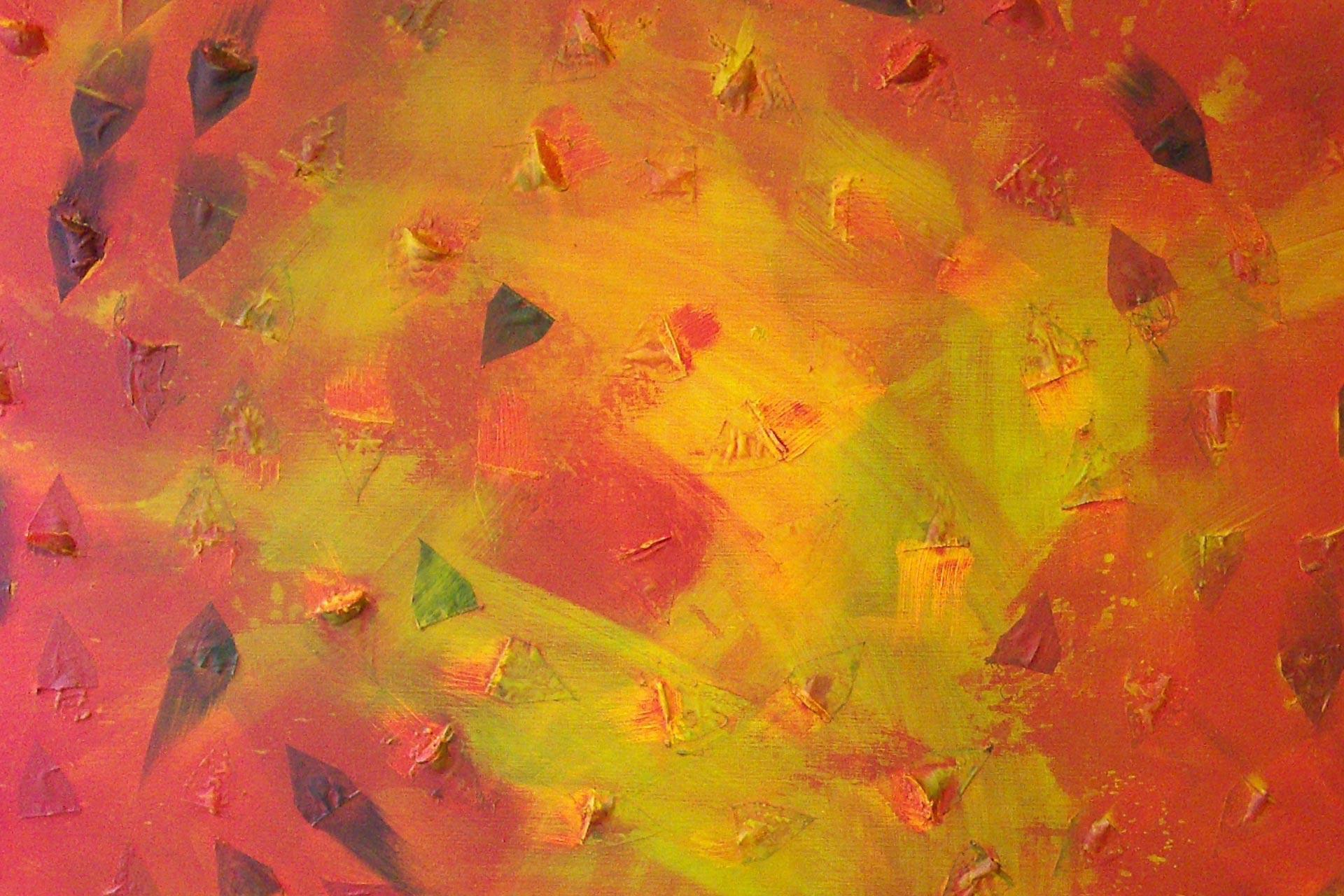 Brighart is a Dutch painter of abstract art: Title of this powerful yellow/red/orange artwork is Individuals